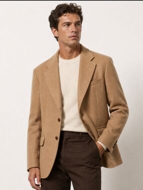Vintage John Weitz Tan 100% Camel Hair Luxury Tailored Mens Blazer Union Made